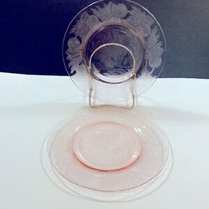 MacBeth Evans Luncheon Plates Thistle set 2 Pink 8 inch diameter Vintage